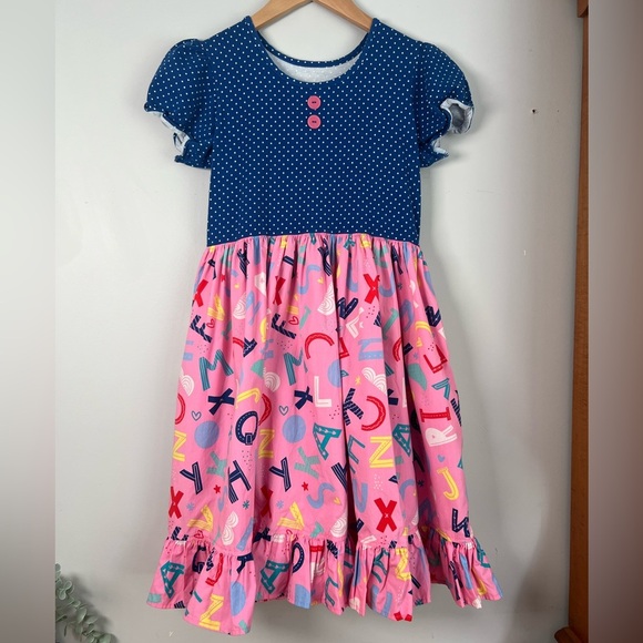 Eleanor Rose Dress School Letters AOP Girls Size 14-16 - Picture 1 of 7